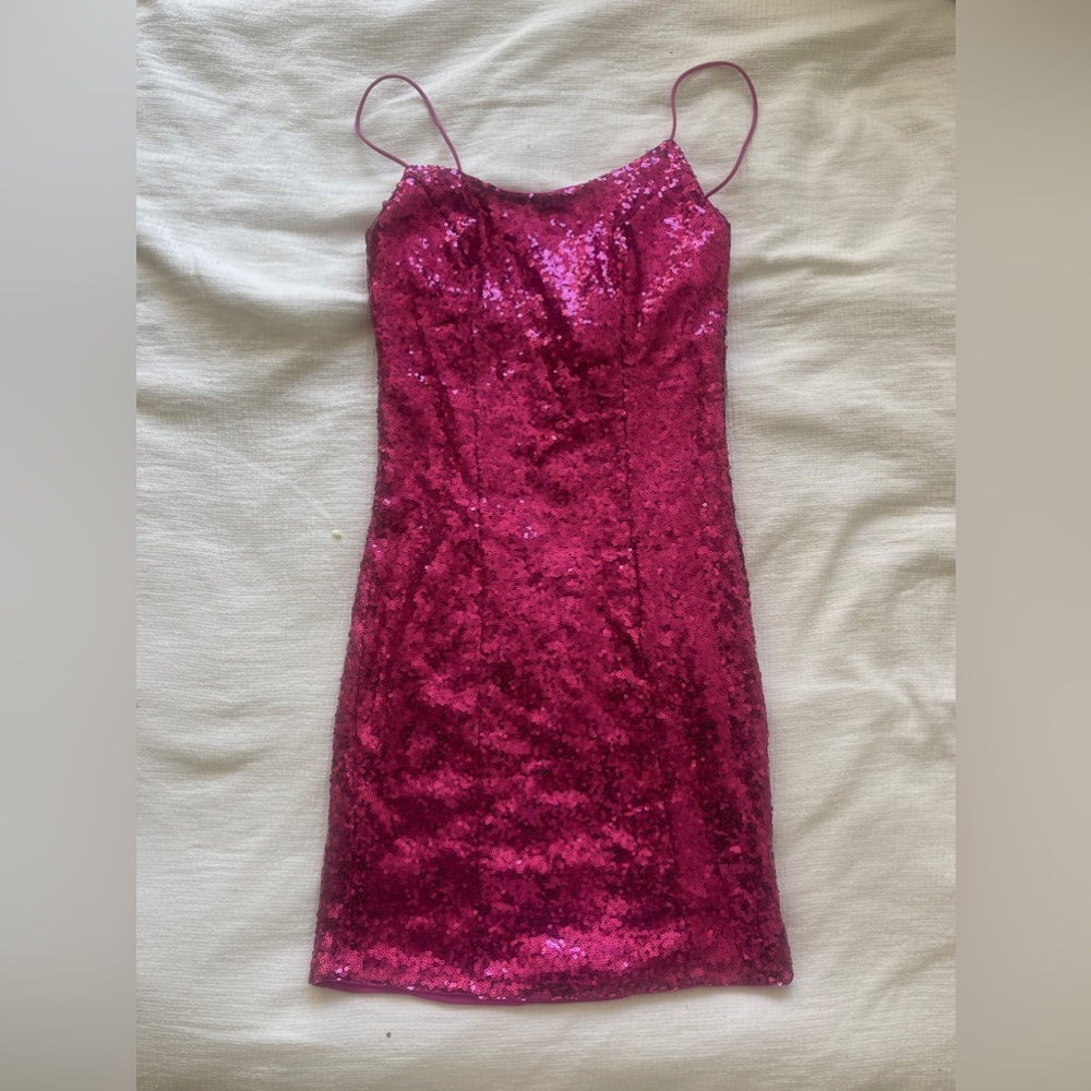 lulus bring it magenta sequin body con mini dress